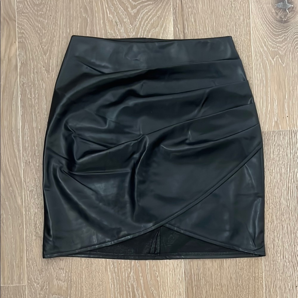 Black Faux Leather Mini Skirt